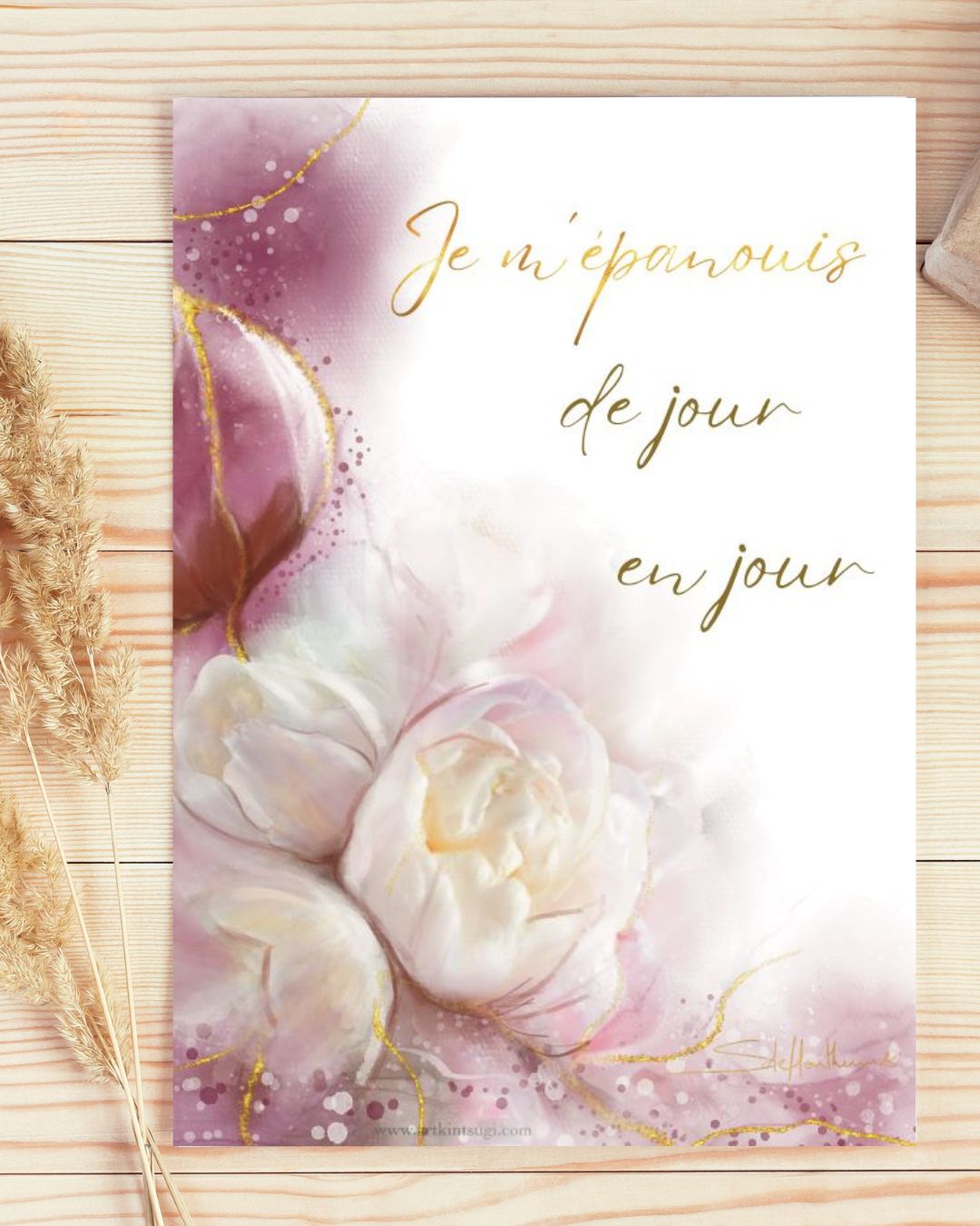 Art Kintsugi et pivoines: Je m'épanouis de jour en jour grand