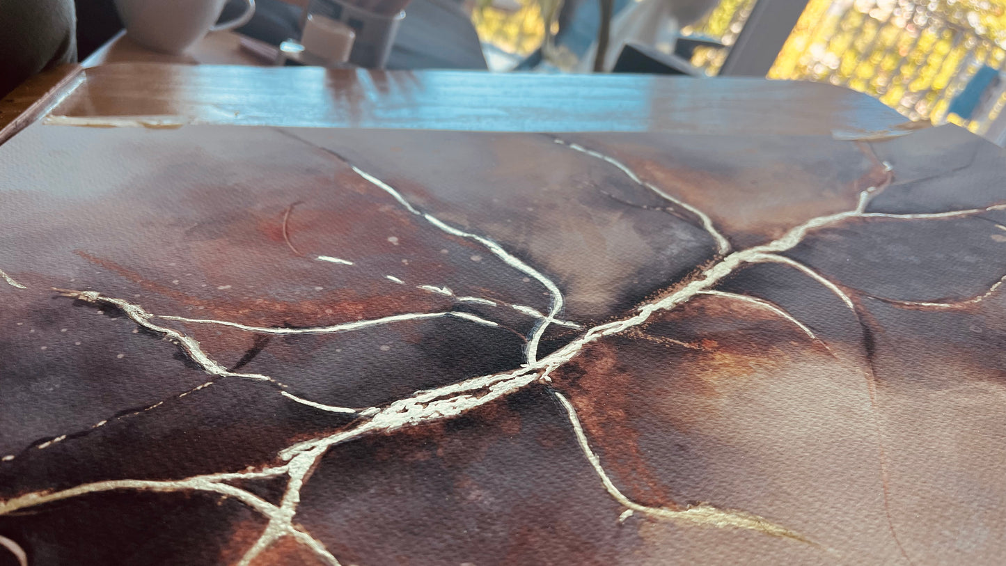 burning kintsugi original cadre dore résilience detail