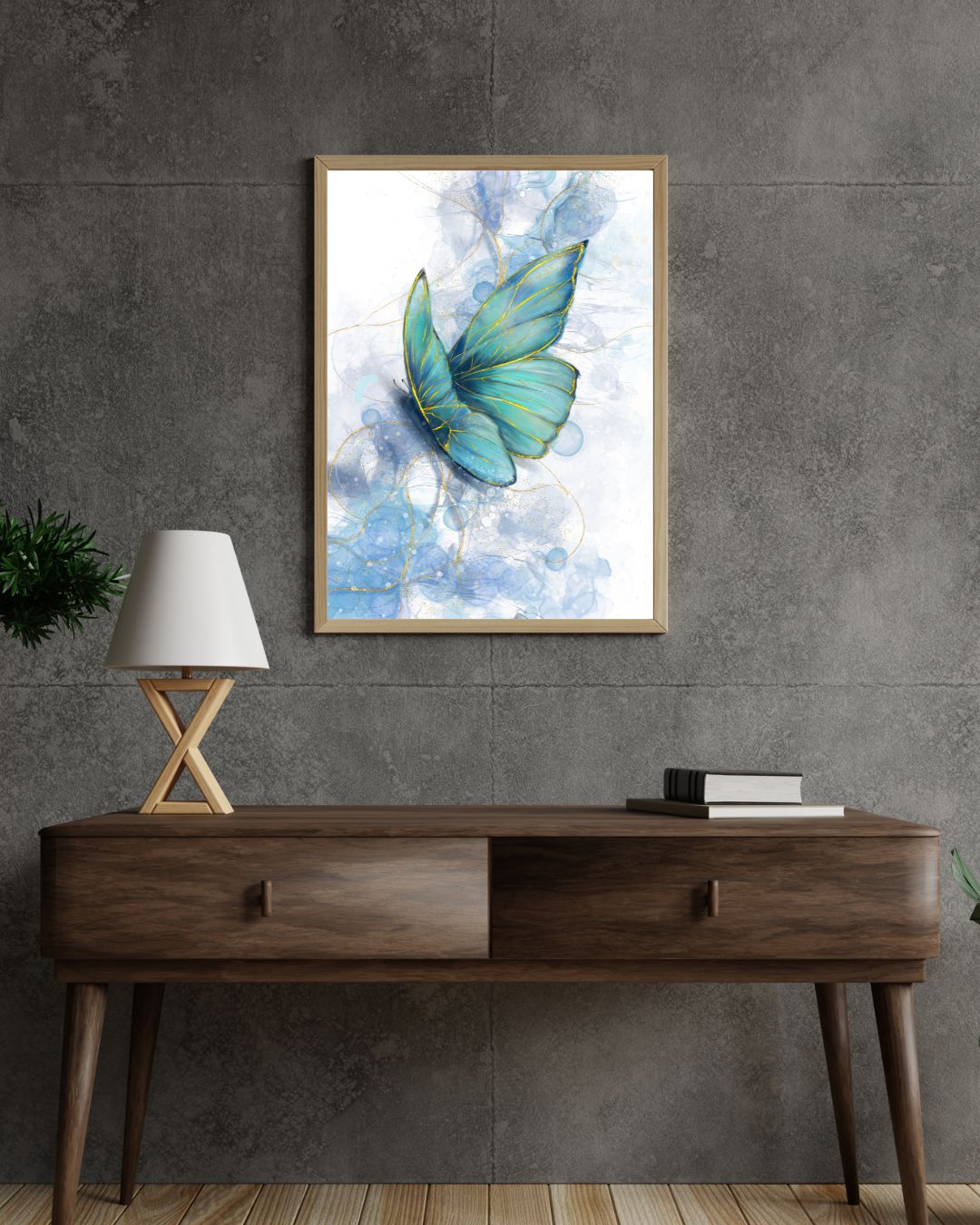 metamorphose, papillon, Art kintsugi et résilience cadre chene