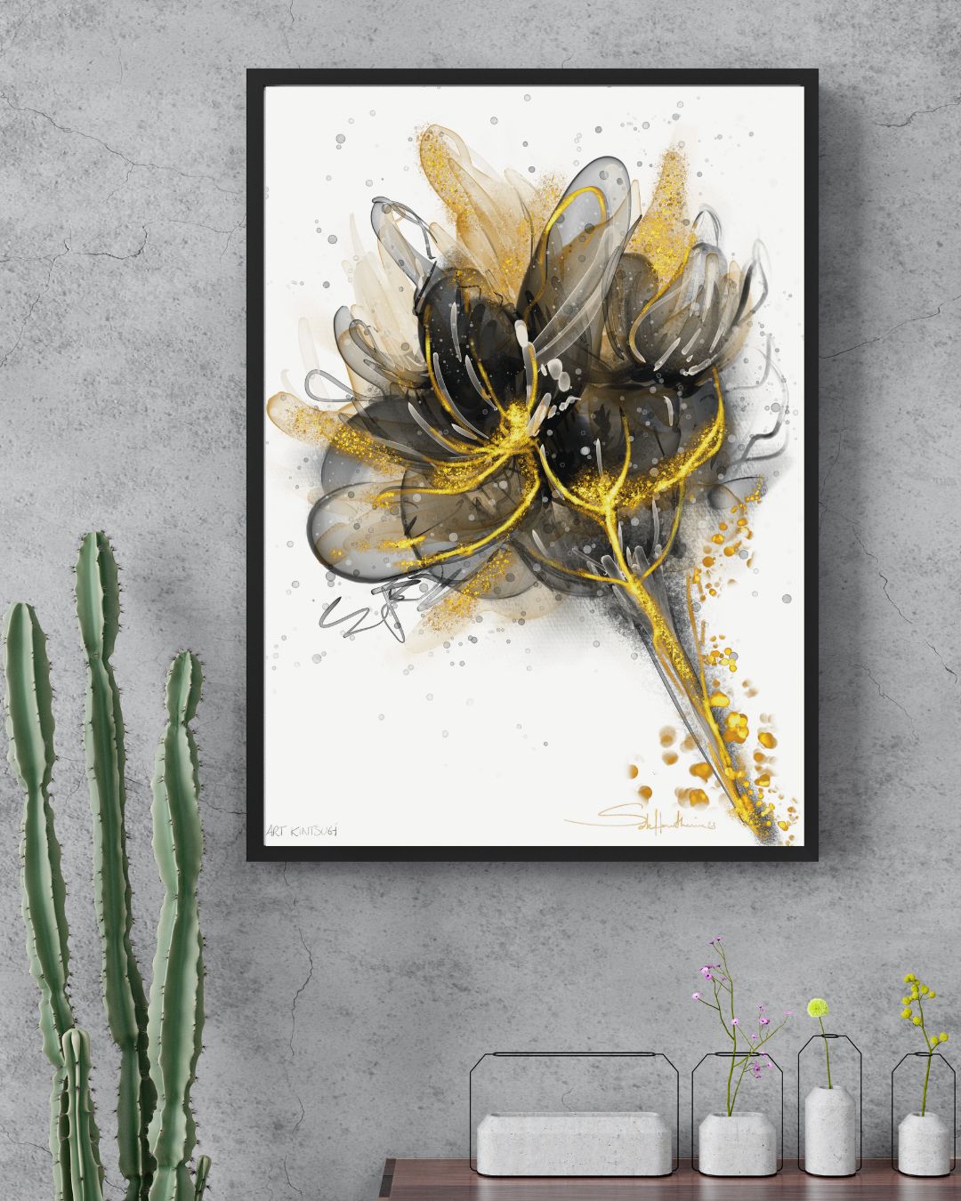 ombre lumiere vie espoir resilience art kintsugi cadre noir