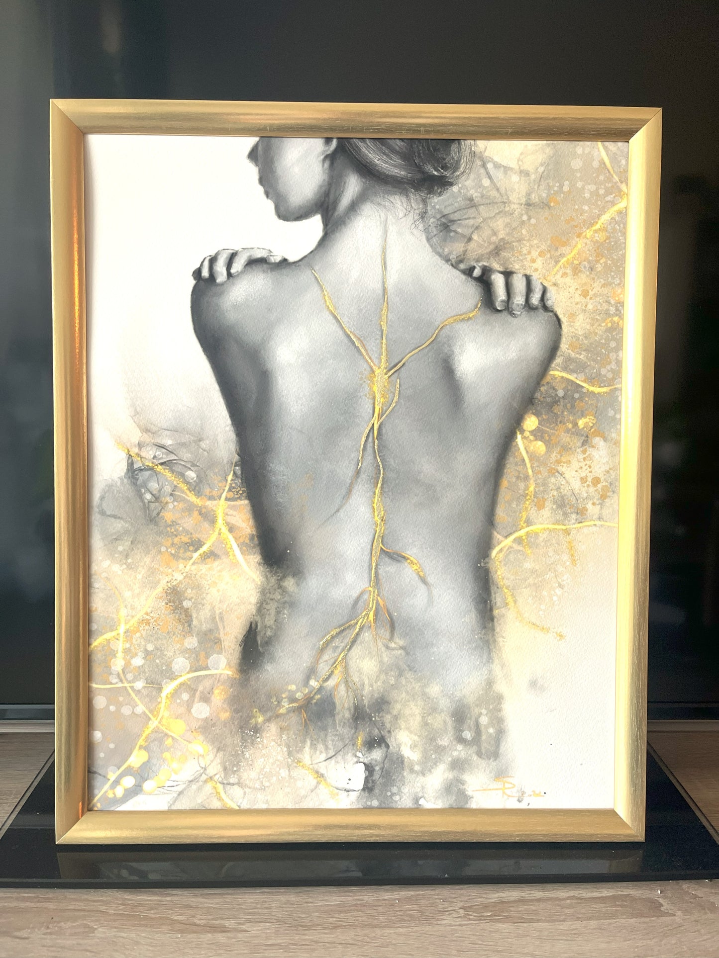 healing pain resilience art kintsugi sara de hontheim original cadre or