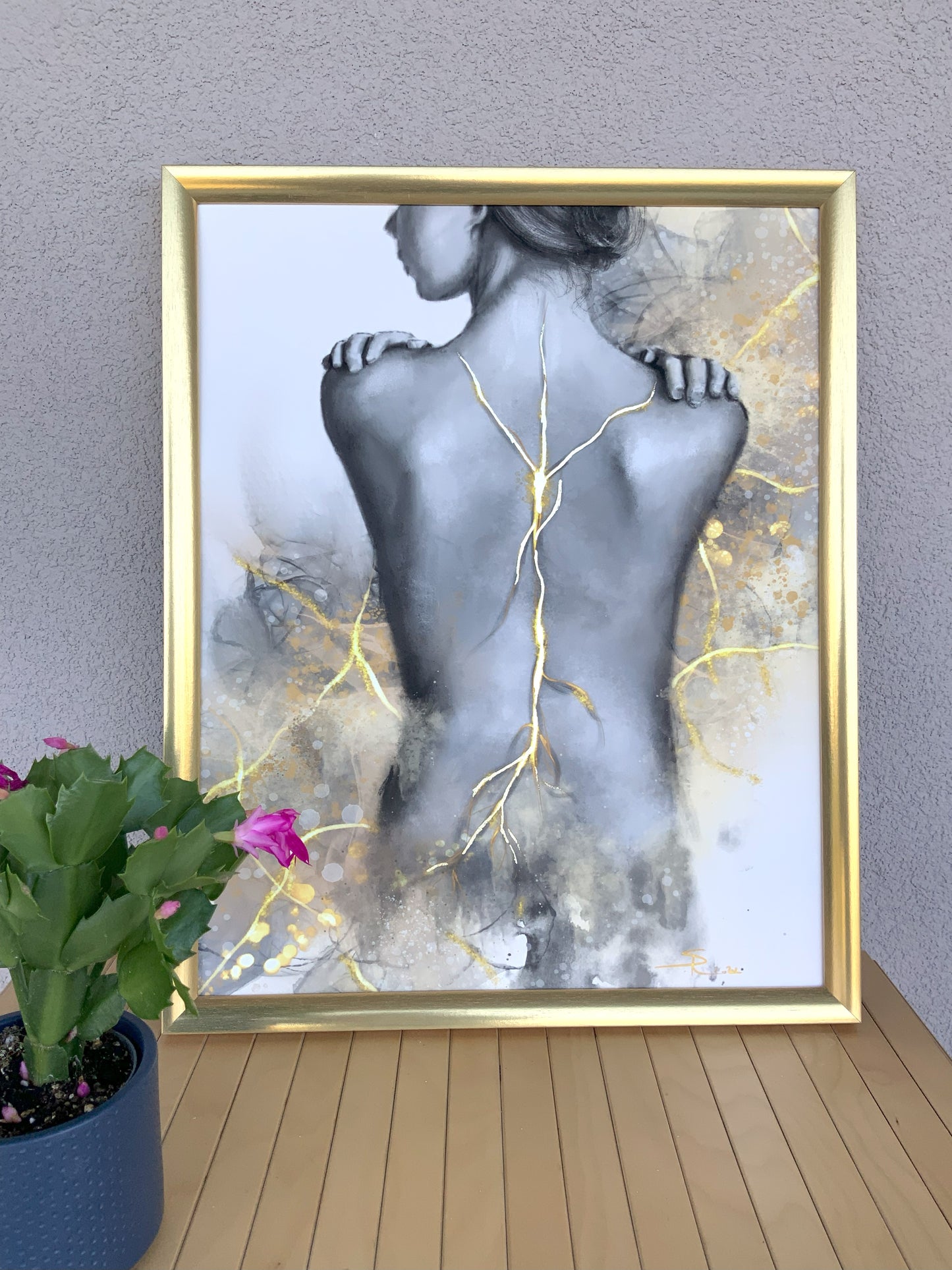 healing pain resilience art kintsugi sara de hontheim original cadre or