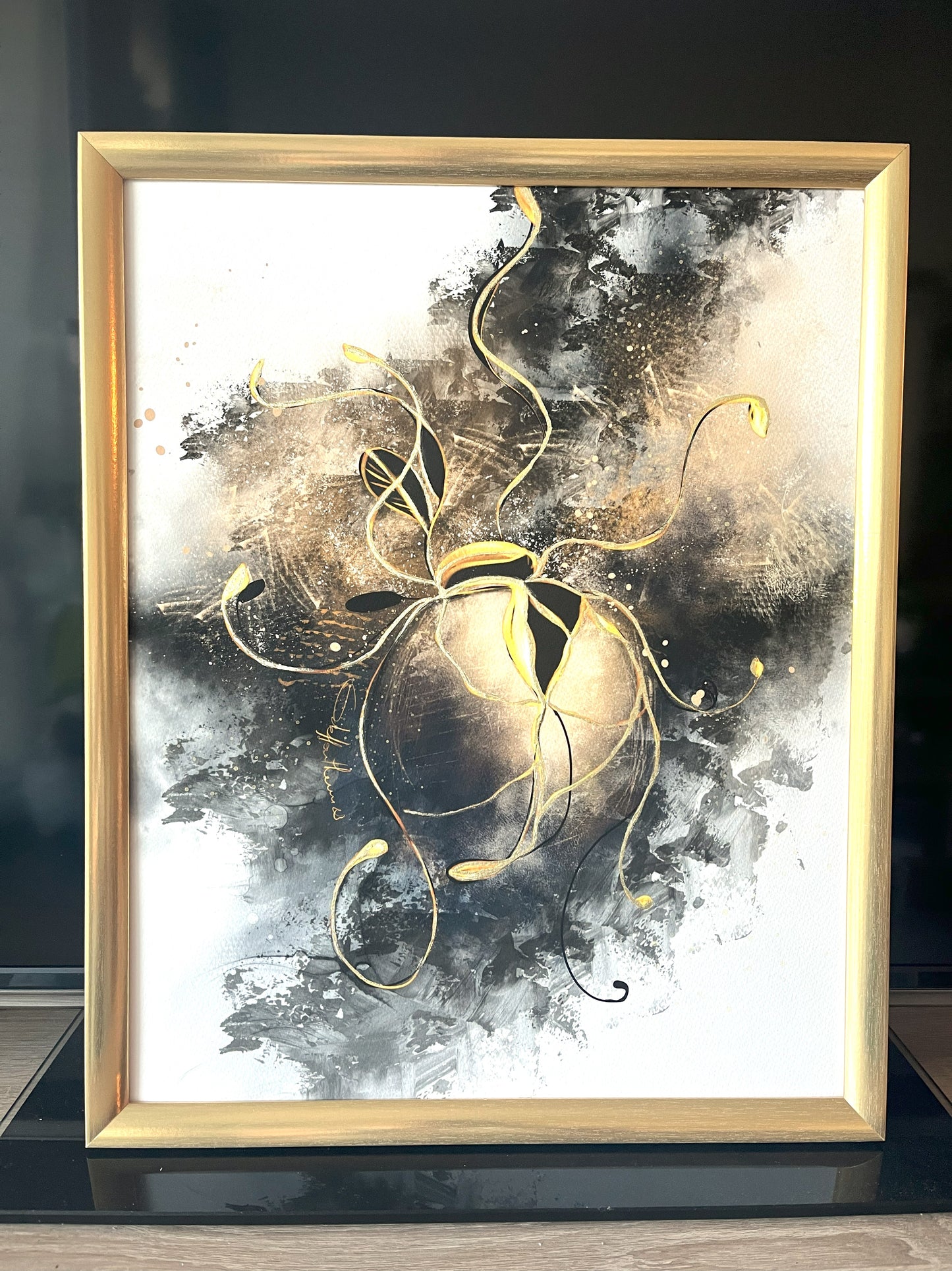pleine de vie art kintsugi résilience original cadre doré