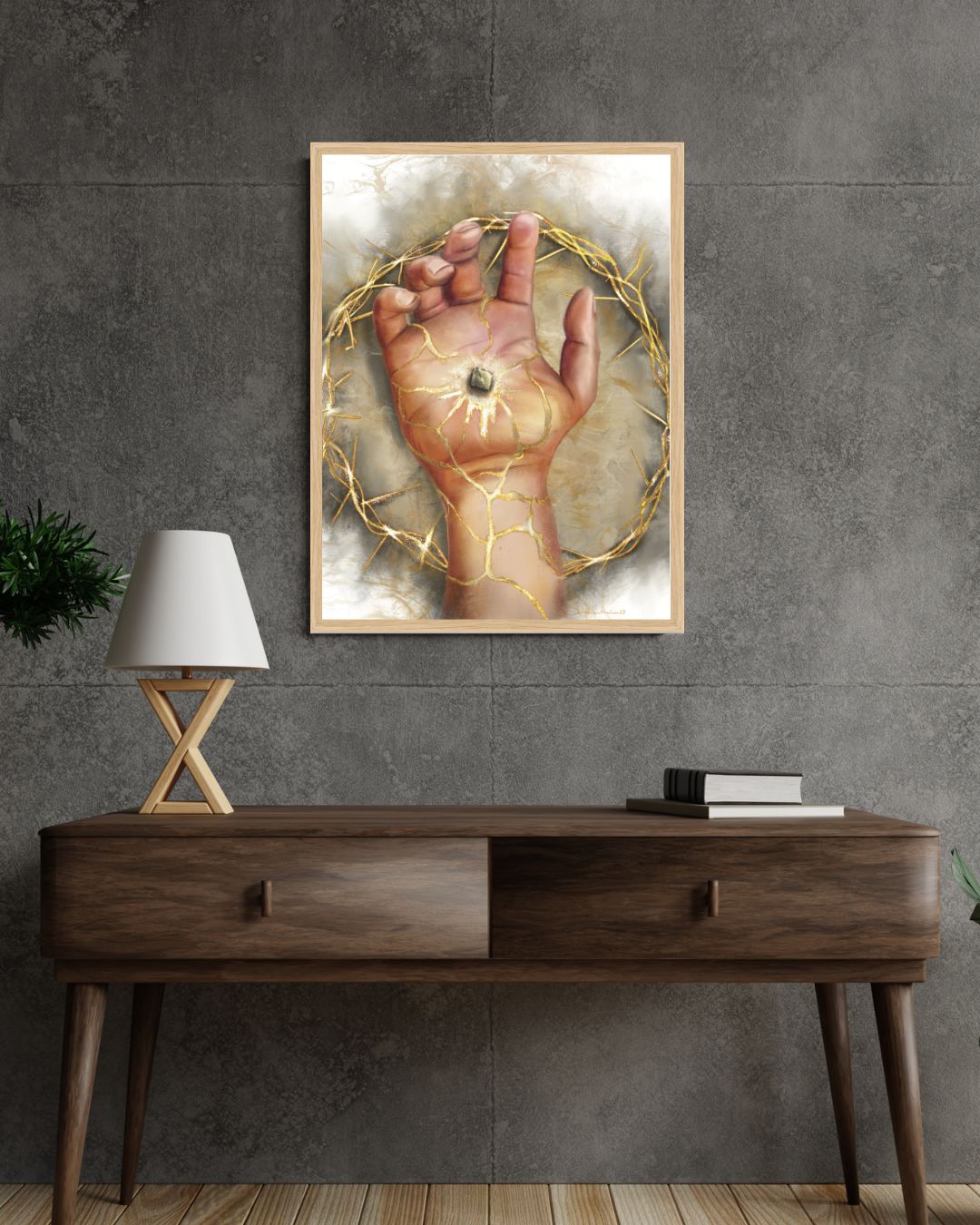 Parfait Kintsugi - Fine art print - jesus  cadre chene