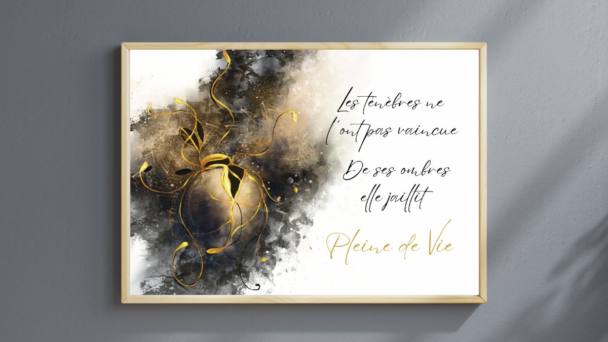 Art Kintsugi: Les ténèbres ne l'ont pas vaincue, De ses ombres elle jaillit pleine de Vie moyen