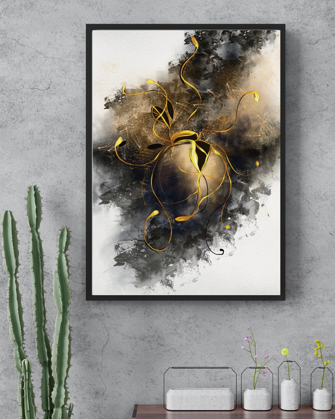 pleine de vie - art kintsugi - cadre noir - résilience