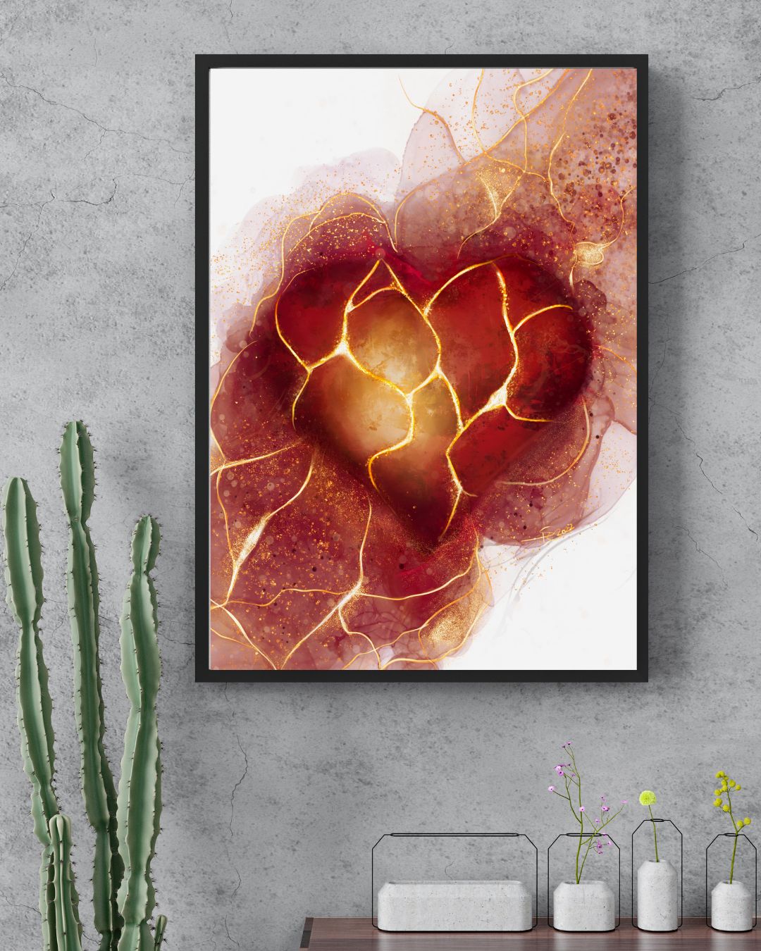 Restaurée - Art Kintsugi - cadre noir - résilience