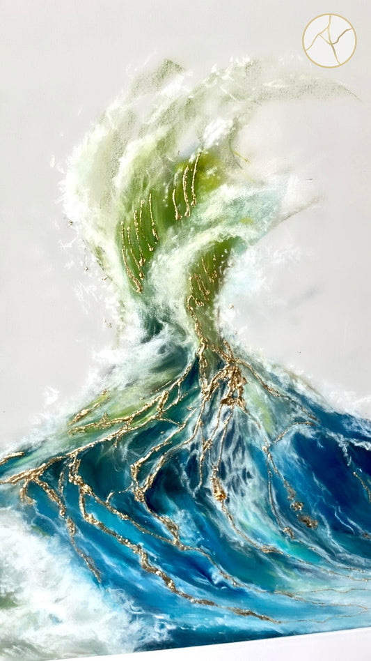 Vagues à l'or - Art Kintsugi