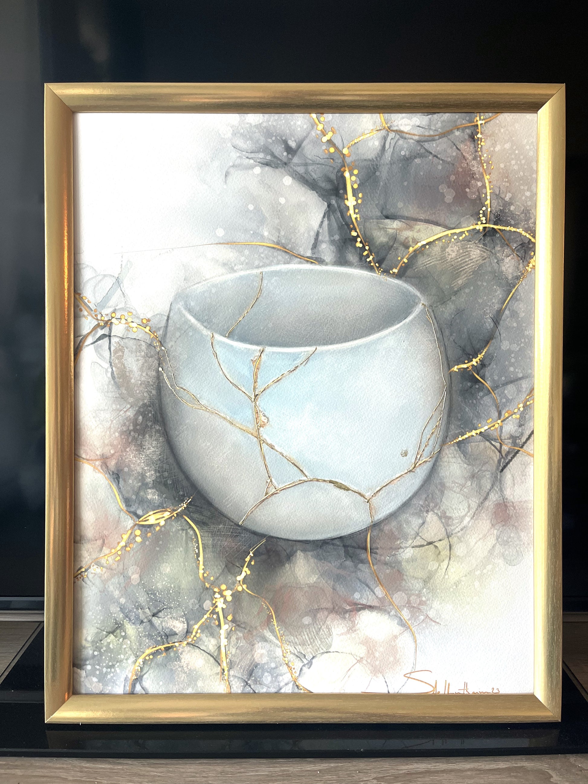 art kintsugi - résilience - céramique original or